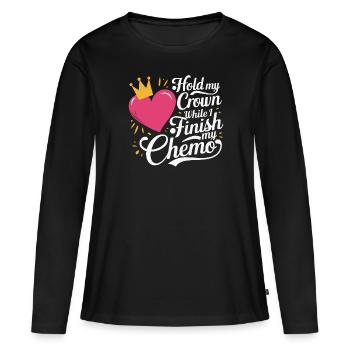 Mois de la sensibilisation au cancer du sein Pink Ribbon Chemo - T-shirt manches longues Premium bio Femme - noir - Devant - Julia (174cm)