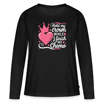 Mois de la sensibilisation au cancer du sein Pink Ribbon Chemo - T-shirt manches longues Premium bio Femme - noir - Devant - Julia (174cm)