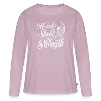 Archange Michel Catholique Christianisme Ange - T-shirt manches longues Premium bio Femme - rose poudré - Devant - Julia (174cm)