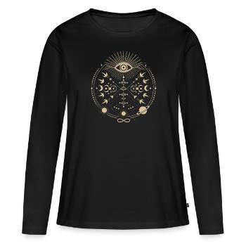 Énergie Cosmique Énergie Vitale Force Universelle - T-shirt manches longues Premium bio Femme - noir - Devant - Julia (174cm)