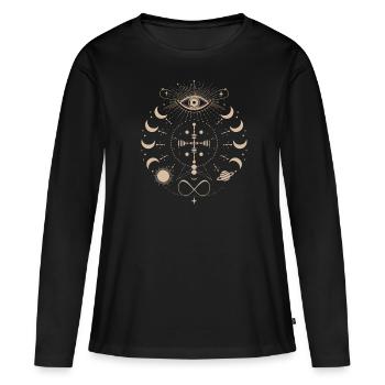 Énergie Cosmique Énergie Vitale Force Universelle - T-shirt manches longues Premium bio Femme - noir - Devant - Julia (174cm)
