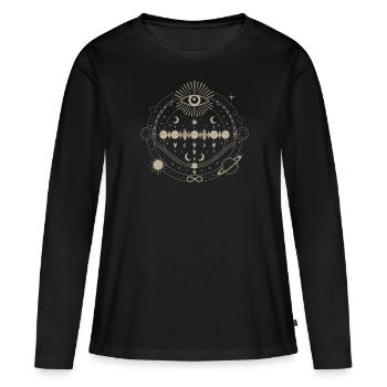 Énergie Cosmique Énergie Vitale Force Universelle - T-shirt manches longues Premium bio Femme - noir - Devant - Julia (174cm)