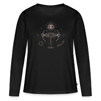 Énergie Cosmique Énergie Vitale Force Universelle - T-shirt manches longues Premium bio Femme - noir - Devant - Julia (174cm)