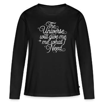 Énergie Cosmique Énergie Vitale Force Universelle - T-shirt manches longues Premium bio Femme - noir - Devant - Julia (174cm)