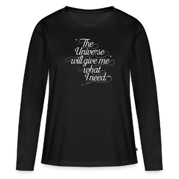 Énergie Cosmique Énergie Vitale Force Universelle - T-shirt manches longues Premium bio Femme - noir - Devant - Julia (174cm)