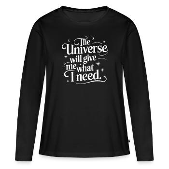 Énergie Cosmique Énergie Vitale Force Universelle - T-shirt manches longues Premium bio Femme - noir - Devant - Julia (174cm)