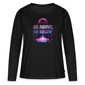 Énergie Cosmique Énergie Vitale Force Universelle - T-shirt manches longues Premium bio Femme - noir - Devant - Julia (174cm)