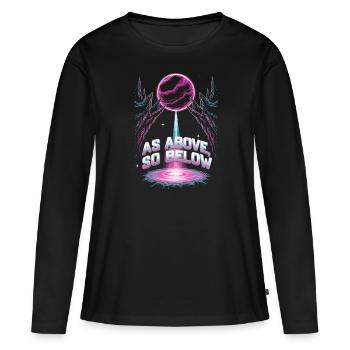 Énergie Cosmique Énergie Vitale Force Universelle - T-shirt manches longues Premium bio Femme - noir - Devant - Julia (174cm)