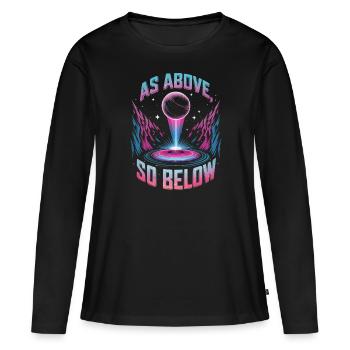 Énergie Cosmique Énergie Vitale Force Universelle - T-shirt manches longues Premium bio Femme - noir - Devant - Julia (174cm)