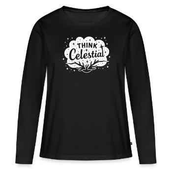 Énergie Cosmique Énergie Vitale Force Universelle - T-shirt manches longues Premium bio Femme - noir - Devant - Julia (174cm)