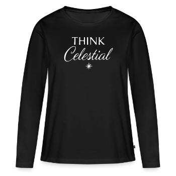 Énergie Cosmique Énergie Vitale Force Universelle - T-shirt manches longues Premium bio Femme - noir - Devant - Julia (174cm)
