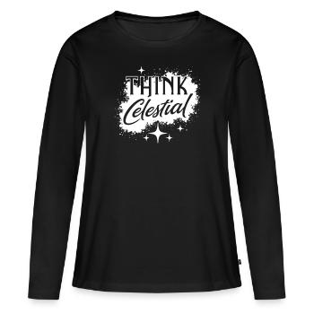 Énergie Cosmique Énergie Vitale Force Universelle - T-shirt manches longues Premium bio Femme - noir - Devant - Julia (174cm)