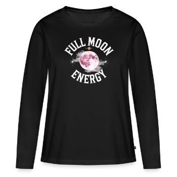 Énergie Cosmique Énergie Vitale Force Universelle - T-shirt manches longues Premium bio Femme - noir - Devant - Julia (174cm)