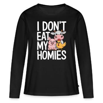 Végétarien Végétalien Végétarien Végétarien - T-shirt manches longues Premium bio Femme - noir - Devant - Julia (174cm)