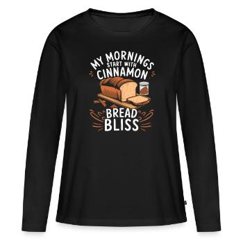 Zimt Brot Essen Liebhaber Zimt Rolle Feinschmecker - Frauen Premium Bio Langarmshirt - Schwarz - Vorne - Julia (174cm)