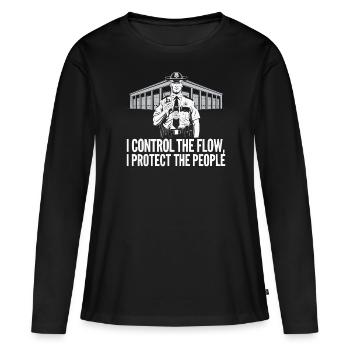 Emplois d’agent des douanes et de la protection des frontières dans les aéroports - T-shirt manches longues Premium bio Femme - noir - Devant - Julia (174cm)