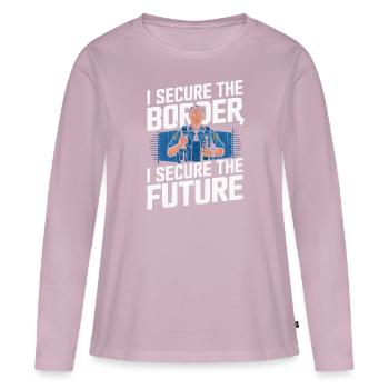 Emplois d’agent des douanes et de la protection des frontières dans les aéroports - T-shirt manches longues Premium bio Femme - rose poudré - Devant - Julia (174cm)