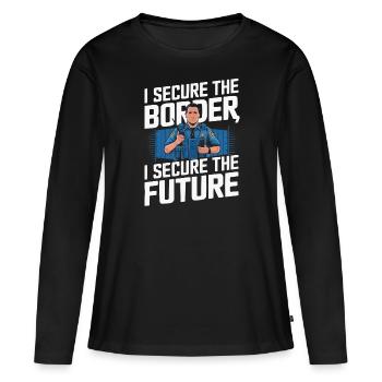 Emplois d’agent des douanes et de la protection des frontières dans les aéroports - T-shirt manches longues Premium bio Femme - noir - Devant - Julia (174cm)
