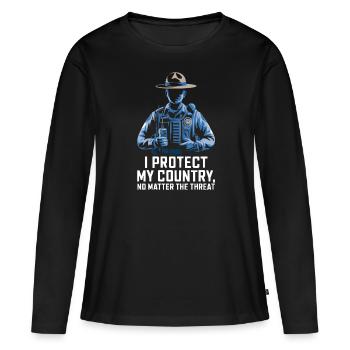 Emplois d’agent des douanes et de la protection des frontières dans les aéroports - T-shirt manches longues Premium bio Femme - noir - Devant - Julia (174cm)