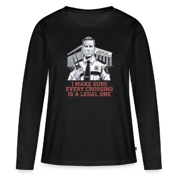 Emplois d’agent des douanes et de la protection des frontières dans les aéroports - T-shirt manches longues Premium bio Femme - noir - Devant - Julia (174cm)