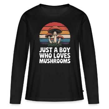 Champignons Champignons Champignon Champignon - T-shirt manches longues Premium bio Femme - noir - Devant - Julia (174cm)
