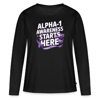 Trouble de la conscience du déficit en alpha-1 antitrypsine - T-shirt manches longues Premium bio Femme - noir - Devant - Julia (174cm)
