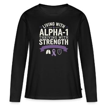 Trouble de la conscience du déficit en alpha-1 antitrypsine - T-shirt manches longues Premium bio Femme - noir - Devant - Julia (174cm)