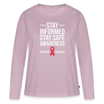 Sensibilisation aux IST Infections transmissibles sexuellement - T-shirt manches longues Premium bio Femme - rose poudré - Devant - Julia (174cm)