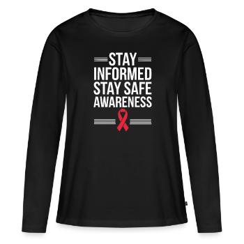 Sensibilisation aux IST Infections transmissibles sexuellement - T-shirt manches longues Premium bio Femme - noir - Devant - Julia (174cm)