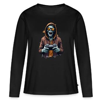 Mort-vivant avec des lunettes de soleil dorées - T-shirt manches longues Premium bio Femme - noir - Devant - Julia (174cm)