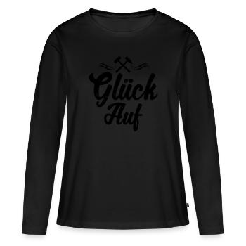 Bonheur - Erzgebirge - T-shirt manches longues Premium bio Femme - noir - Devant - Julia (174cm)