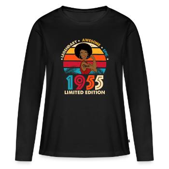 Jubiläums-1955 tolle limitierte Edition - Frauen Premium Bio Langarmshirt - Schwarz - Vorne - Julia (174cm)