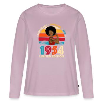 Anniversaire Femme 1954 awesome limited edition - T-shirt manches longues Premium bio Femme - rose poudré - Devant - Julia (174cm)