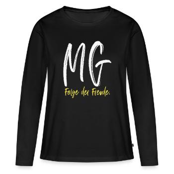 Mani Gen - Folge der Freude - Frauen Premium Bio Langarmshirt - Schwarz - Vorne - Julia (174cm)