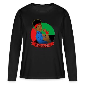 Femme Martiniquaise Drapeau Martinique - T-shirt manches longues Premium bio Femme - noir - Devant - Julia (174cm)