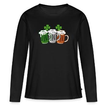 Irish Beer Ireland Flag St. Patrick's Day - Women's Premium Organic Long Sleeve Shirt - black - Front - Julia (174cm)