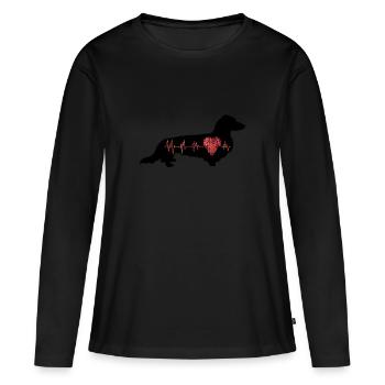 100% de la température de la longueur du pilo (0132) - T-shirt manches longues Premium bio Femme - noir - Devant - Julia (174cm)