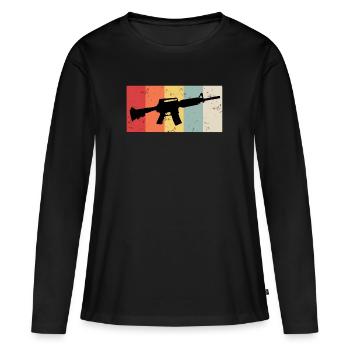 Fusil vintage - T-shirt manches longues Premium bio Femme - noir - Devant - Julia (174cm)