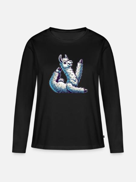 Lama Yoga Alpaka Gymnastik Künstlerisches Turnen - Frauen Premium Bio Langarmshirt - Schwarz