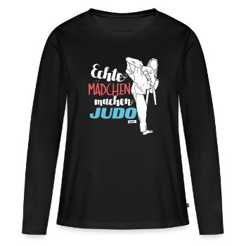Echte Maedchen Judo HARIZ Sport Kind Damen - Frauen Premium Bio Langarmshirt - Schwarz - Vorne - Julia (174cm)