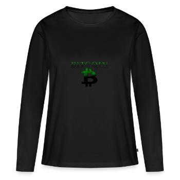 Bitcoin - T-shirt manches longues Premium bio Femme - noir - Devant - Julia (174cm)