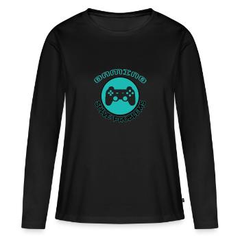 Gaming - T-shirt manches longues Premium bio Femme - noir - Devant - Julia (174cm)