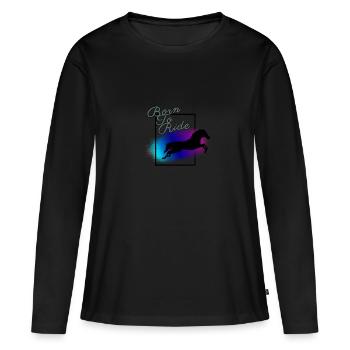 cheval - T-shirt manches longues Premium bio Femme - noir - Devant - Julia (174cm)
