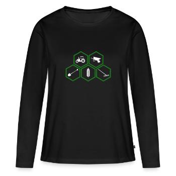 Agriculture - Agriculture - T-shirt manches longues Premium bio Femme - noir - Devant - Julia (174cm)