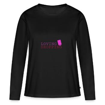 Shopping aimant - T-shirt manches longues Premium bio Femme - noir - Devant - Julia (174cm)