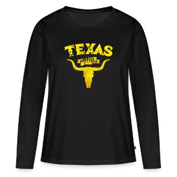 texas bulle skelett - Frauen Premium Bio Langarmshirt - Schwarz - Vorne - Julia (174cm)