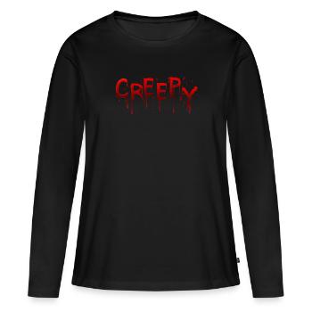 Creepy Blutig Halloween Schriftzug - Frauen Premium Bio Langarmshirt - Schwarz - Vorne - Julia (174cm)