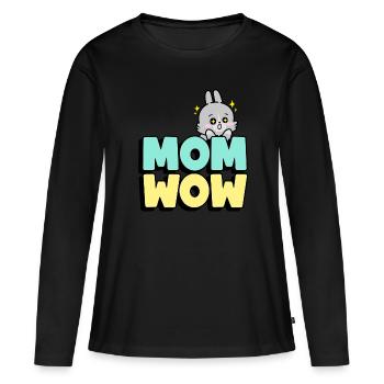 Mom wow. Meilleure maman - T-shirt manches longues Premium bio Femme - noir - Devant - Julia (174cm)