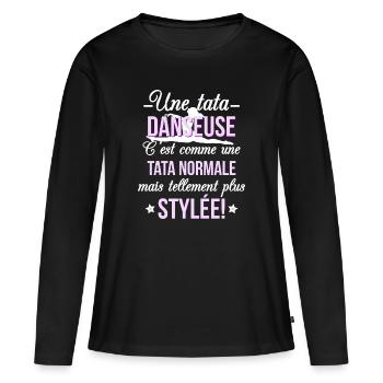Une tata Danseuse - T-shirt manches longues Premium bio Femme - noir - Devant - Julia (174cm)
