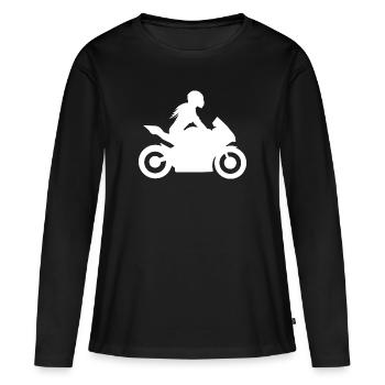 Motorcyclist Super Sportsman Racing Motorcycle Woman - Women's Premium Organic Long Sleeve Shirt - black - Front - Julia (174cm)